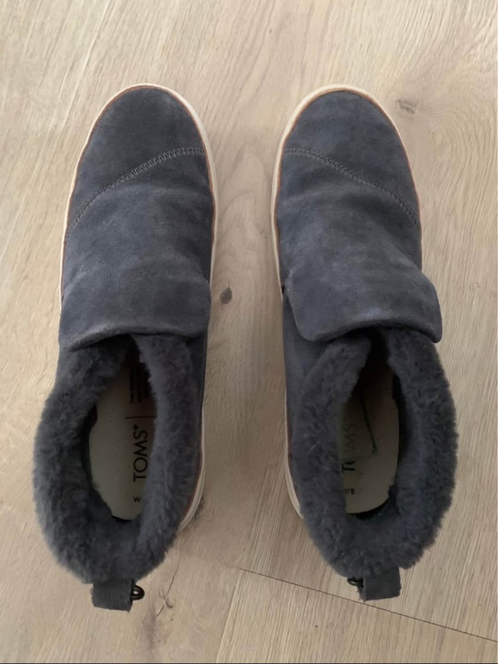 TOMS Women’s Blue Suede Plush-Lined Slip-On Bootlets
